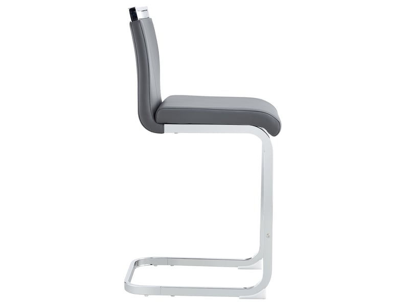 Tabouret de bar lot de 2 avec repose-pieds et structure stable en pu gris foncé et métal argenté - Conforama A