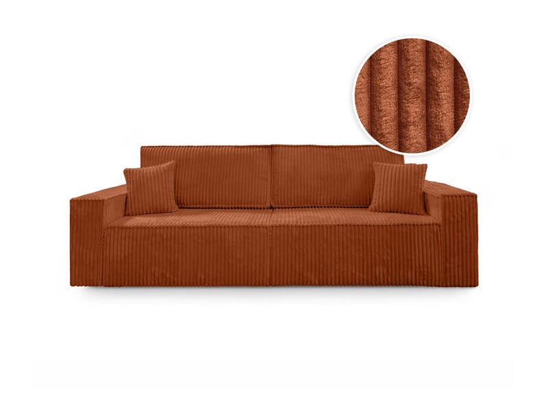  Farah - canapé droit 3 places convertible en velours cotelé épais  - Conforama A