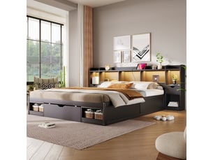 Lit avec rangement 180x200 cm <strong>SWEIKO</strong> <strong></strong> coloris noir