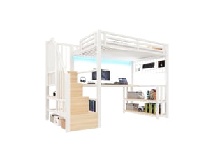 Lit mezzanine 90x200 cm <strong></strong>  <strong>evarich</strong> coloris blanc