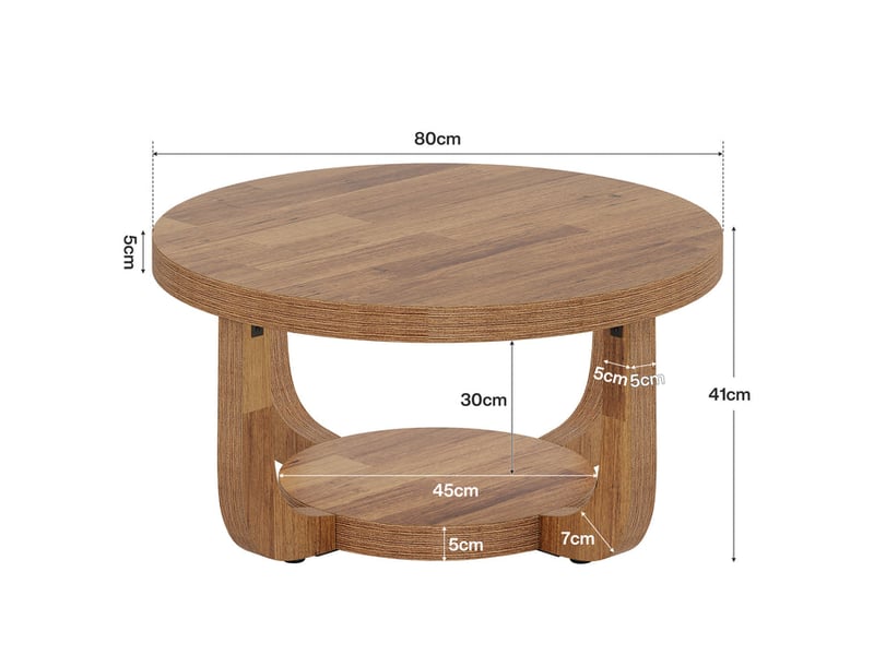  Table basse pour salon, bureau ou espace d'accueil – table ronde en panneaux de particules de haute qualité, 80 x 80 x 45 cm  - Conforama C