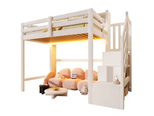 Lit mezzanine 90x200 cm <strong></strong>  <strong></strong> coloris blanc