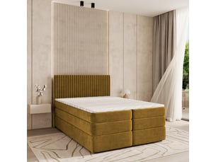 Lit avec rangement 140x200 cm <strong>MASSENO</strong>  <strong></strong> coloris jaune
