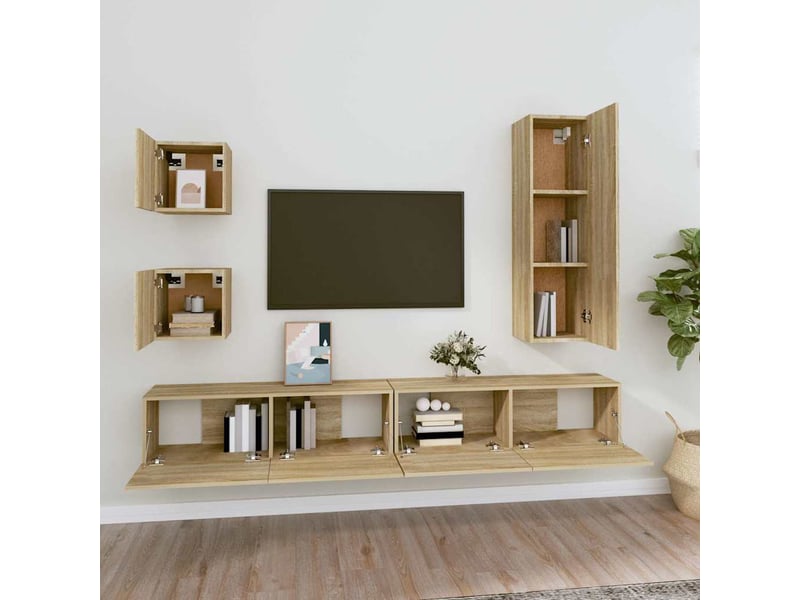  Ensemble de meubles tv 5 pcs chêne sonoma bois d'ingénierie shl33203  - Conforama C