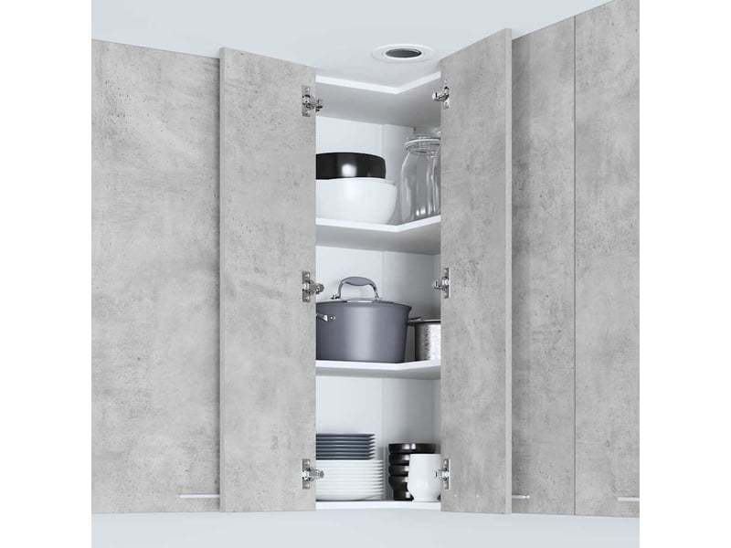  Meuble de rangement, armoire suspendue gris béton et blanc 57x57x100cm  - Conforama D