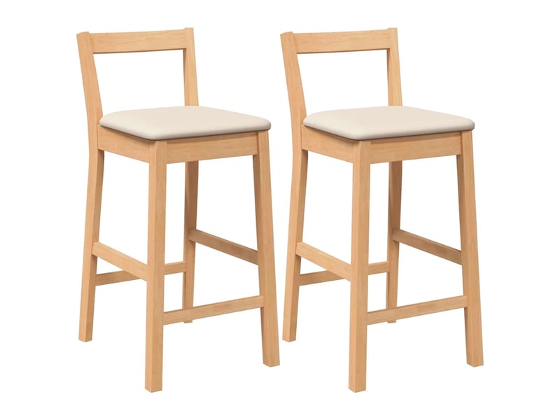  Lot de 2 tabouret de bar avec coussins en bois massif naturel et caoutchouc shl69063  - Conforama A