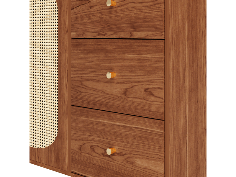 Buffet en rotin, meuble de rangement avec tiroir, pour cuisine, maison, salon, marron, 160 x 40 x 90 cm  - Conforama E