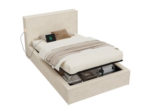 Lit coffre 90x200 cm MODFU   coloris beige