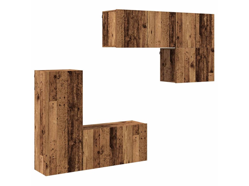  Unité murale de tv 5 pcs bois ancien bois d'ingénierie shl25110  - Conforama A