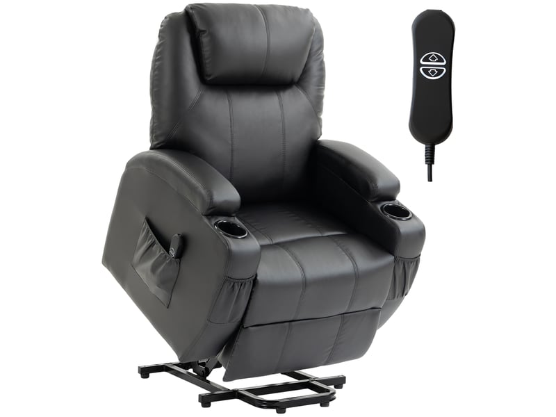  Fauteuil releveur électrique inclinable en pu noir 83x95x107 cm  - Conforama A