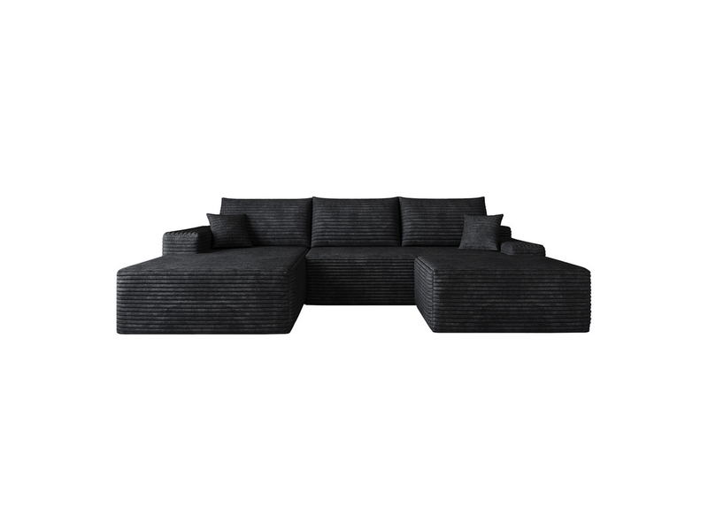  Canapé d'angle  modulaire ,4 places, avec méridienne en l, assise profonde ,aucun assemblage requis,270 × 175 ×83cm, noir  - Conforama A
