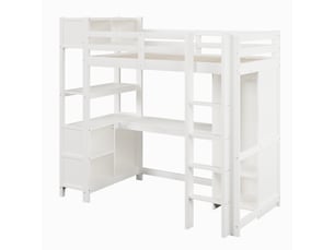 Lit mezzanine 90x200 cm BIQZUYA coloris blanc
