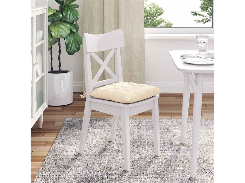  Lot de 4 coussins de siège, coussins décoratifs tissu en velours côtelé crème cf59980  - Conforama D