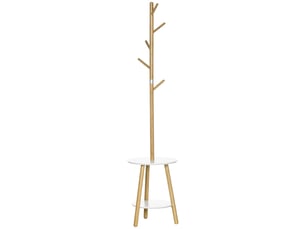 Porte-manteaux sur pied 2 en 1 5 crochets 2 étagères design contemporain cosy 39,5 x 39,5 x 171 cm bois naturel coloris