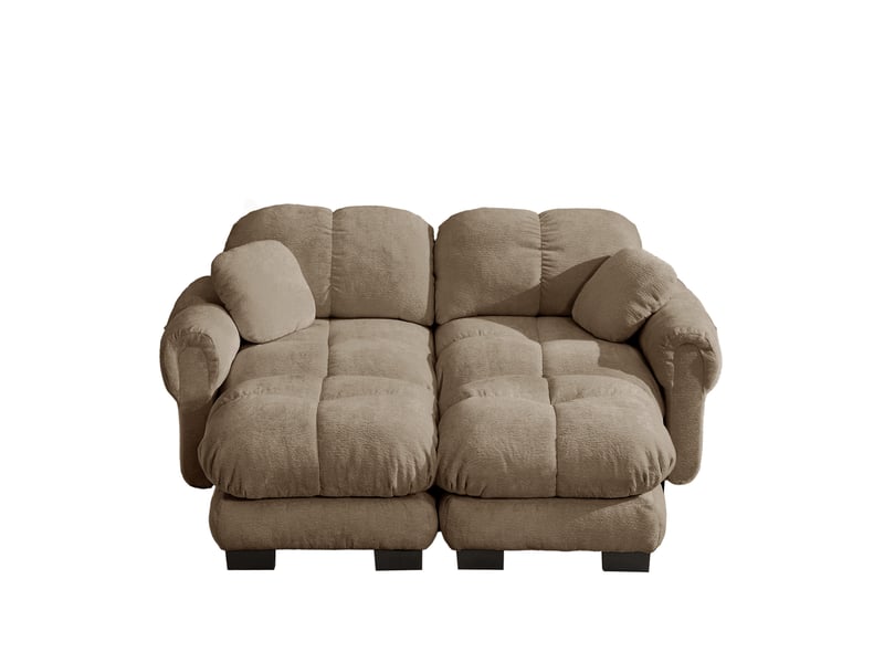  Canapé modulable en u modenvie 2 places en chenille marron avec ottomane mobile 190 x 149 x 90 cm  - Conforama A