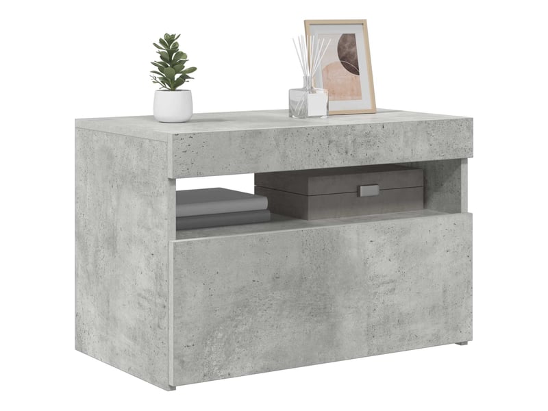  Meuble tv - banc tv - meuble de rangement avec lumières led gris béton 60x35x40 cm  - Conforama C