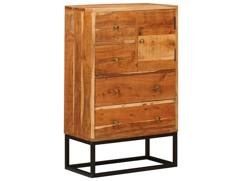  Commode avec porte naturel 55x30x90 cm bois d'acacia massif  - Conforama A
