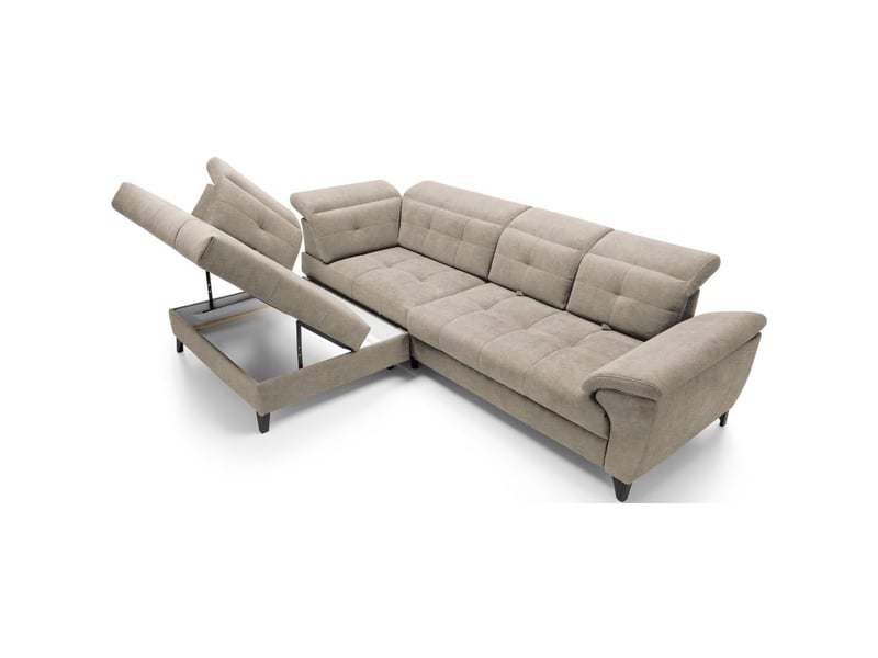  Canapé d'angle beige 5 places angle gauche ressorts ondulés inferno  - Conforama D