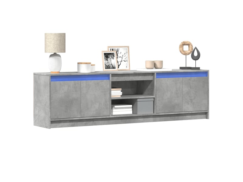  Meuble tv - banc tv - meuble de rangement avec led gris béton 180x34x50 cm bois d'ingénierie  - Conforama B