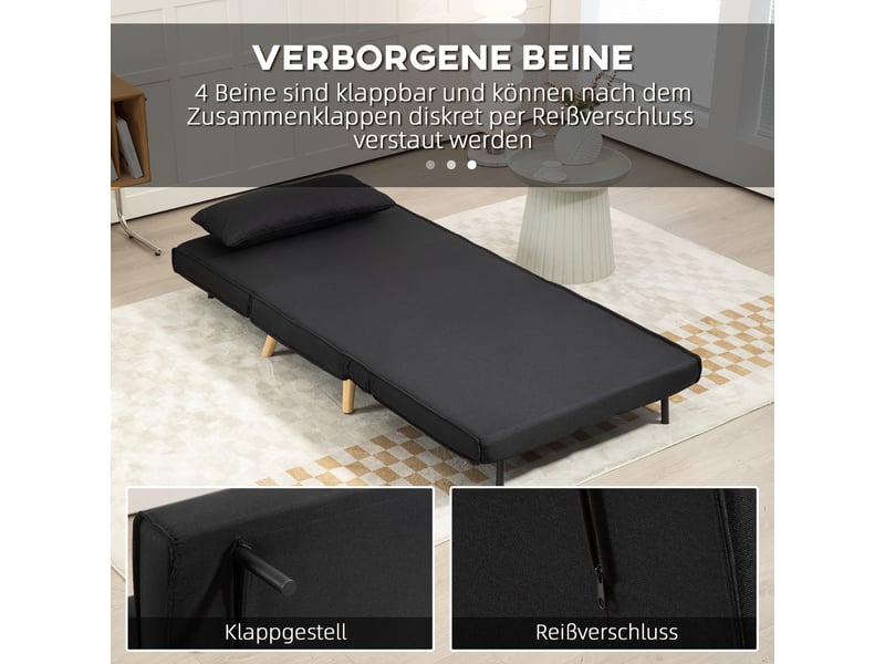  Fauteuil convertible noir, canapé lit d'appoint avec dossier réglable, assise extra large pour salon et chambre d'amis  - Conforama B