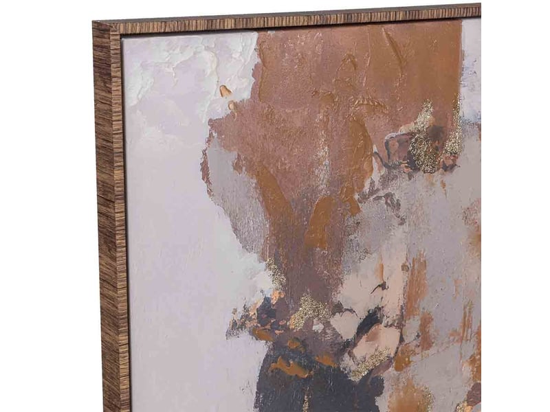  Tableau peint à la main avec cadre en bois orange 83x4x123h cm  - Conforama E