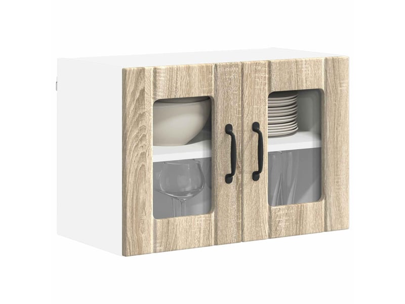  Meuble mural de cuisine, cabinet en verre mural 2 pcs chêne sonoma shl7520  - Conforama C