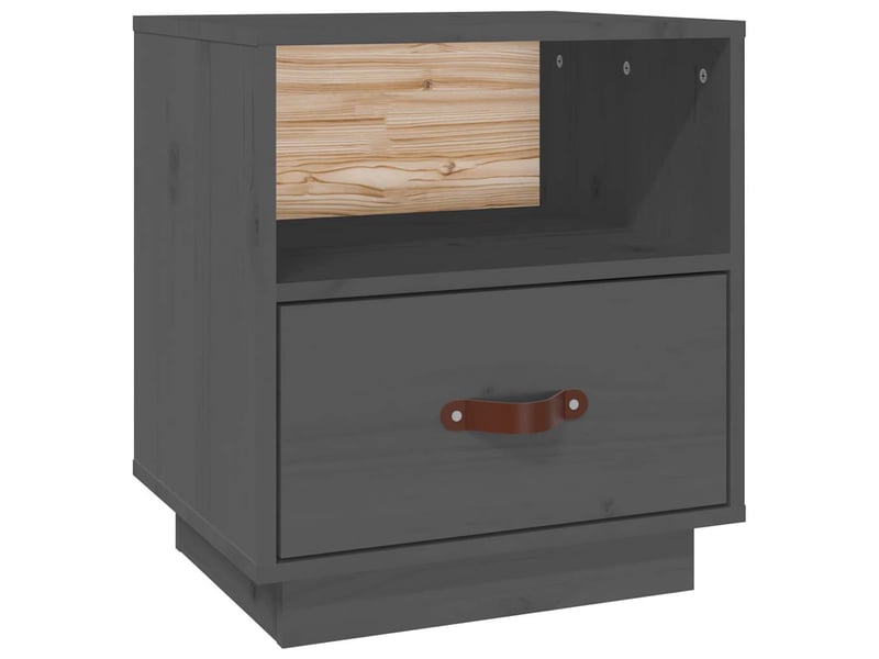  Table de chevet - cabinet de chevet - table de nuit gris 40x34x45 cm bois de pin massif  - Conforama A