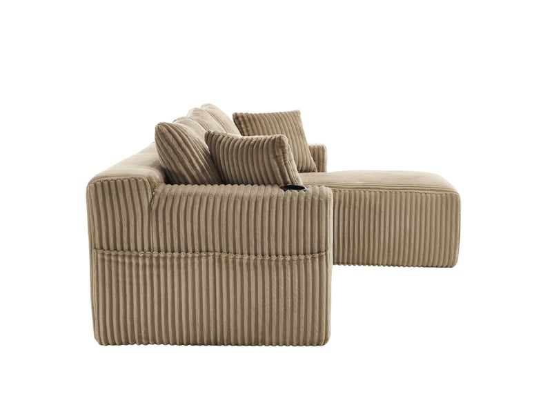  Canapé d’angle réversible 3 places en velours côtelé kaki, 257 cm, sans montage W2845S00160 - Conforama R
