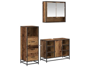 Ensemble de mobilier de salle de bain 3 pièces bois ancien cf64442