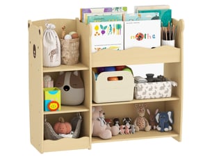 Étagère de rangement pour jouets pour enfants de 3 à 8 ans, avec étagères ouvertes et compartiments, en bois, 92 x 29 x 79 cm, couleur bois