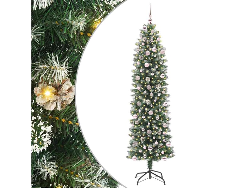  Sapin de noël, arbre de noël artificiel slim vert et blanc 240 cm cf61711  - Conforama A