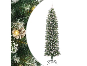 Sapin de noël, arbre de noël artificiel slim vert et blanc 240 cm cf61711