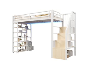 Lit mezzanine 90x200 cm OKWISH coloris blanc