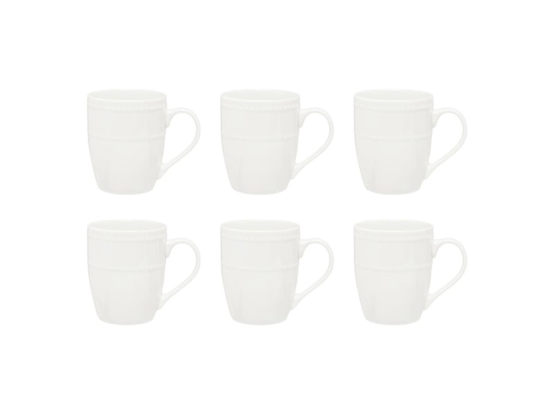 Lot De 6 Mugs Blancs Serenity - Porcelaine Pure, 447 Ml - Compatible Lave-vaisselle Et Micro-ondes - Design épuré