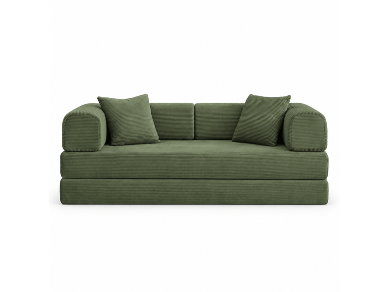 Canapé droit convertible en mousse vert, 2 matelas de 17 cm, structure métallique IKSETERA TRADING LTD - Conforama A