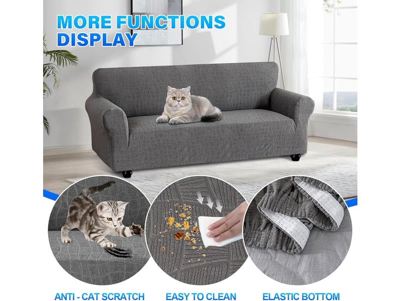  Housse de canapé imperméable 1 places avec accoudoirs  clair 85-115cm  - Conforama C