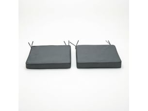 Lot de 2 coussins d’assise 45x45 cm avec liens de fixation gris foncé