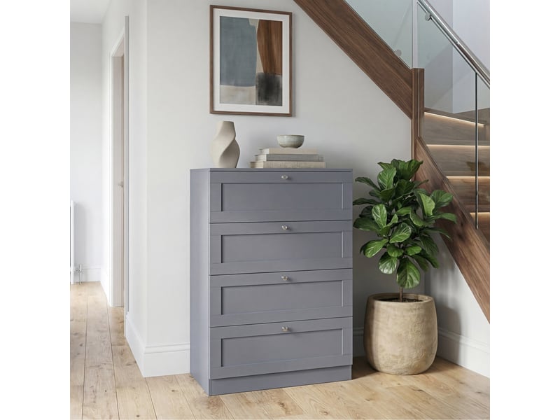  Commode altino 4 tiroirs, chambre, rangement vêtements, meuble, 99x65x36cm, gris 3332183 - Conforama B