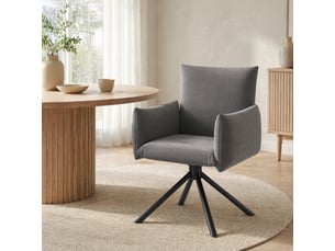 Lot de 2 chaises de salle à manger pivotantes 360°,velours,gris