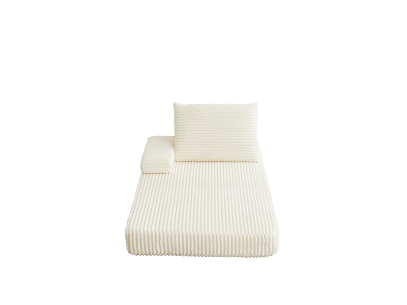  Canapé modulaire convertible avec dossiers réglables et assises prolongées en velours côtelé beige  - Conforama A