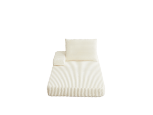 Canapé modulaire convertible avec dossiers réglables et assises prolongées en velours côtelé beige