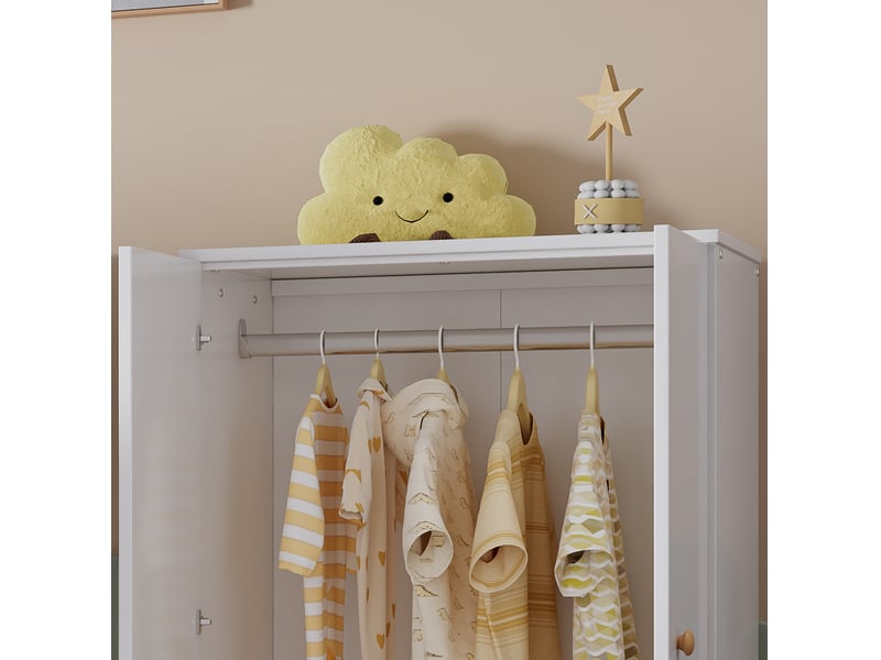  Armoire pour enfants 80x50x120cm avec 2 portes, penderie, design minimaliste moderne, gain de place, mdf, blanc  - Conforama D