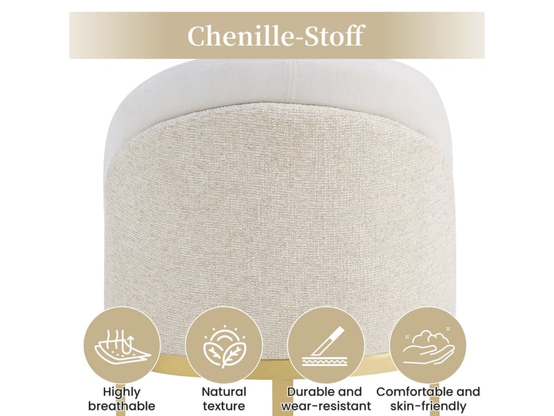  Lot de chaises 6 chaises style moderne confort respirant revêtement en chenille pieds de chaise galvanisés dorés beige et doré  - Conforama D
