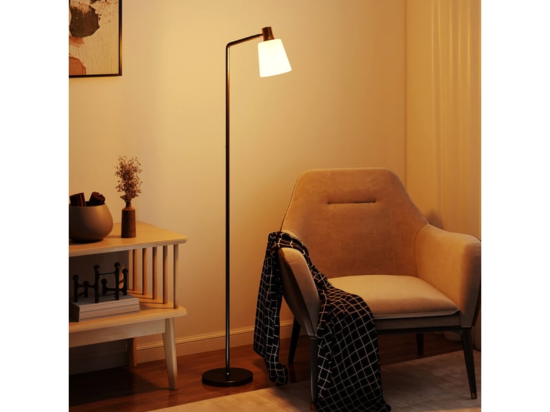  Lampadaire de salon avec tête pivotante à 350°, lampadaire moderne avec 3 températures de couleur, noir  - Conforama D