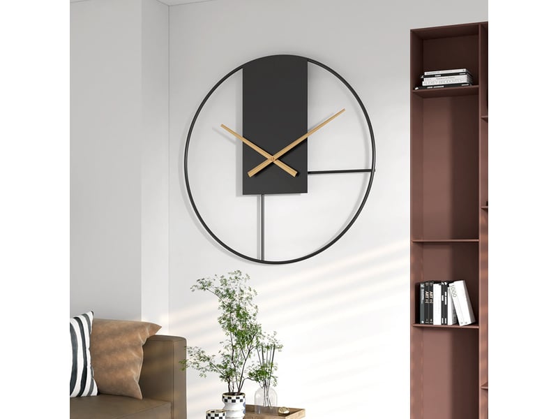  Horloge murale industrielle rétro 50 cm en métal gris mouvement silencieux décoration intérieure chicfurn  - Conforama D