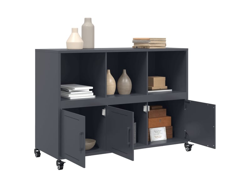  Buffet - bahut - meuble de rangement anthracite 100,5x39x72 cm acier  - Conforama E
