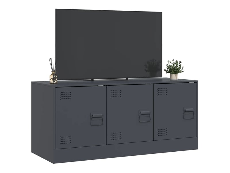  Meuble tv - banc tv - meuble de rangement anthracite 99x39x44 cm acier  - Conforama E