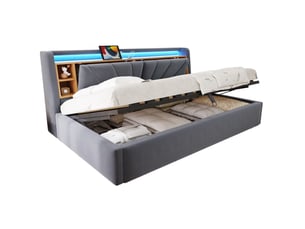 Lit coffre 90x200 cm OKWISH   coloris gris