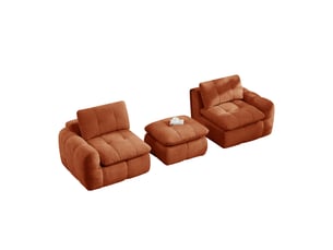 Canapé d’angle modulable 2 places avec ottomane - lpospi - sans cadre, assise profonde, chenille orange 194 × 160 × 68 cm