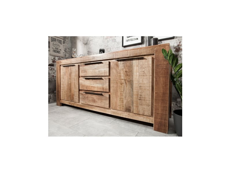  Buffet loden 174 cm en bois massif de manguier – 2 portes, 3 tiroirs et nombreux rangements  - Conforama B